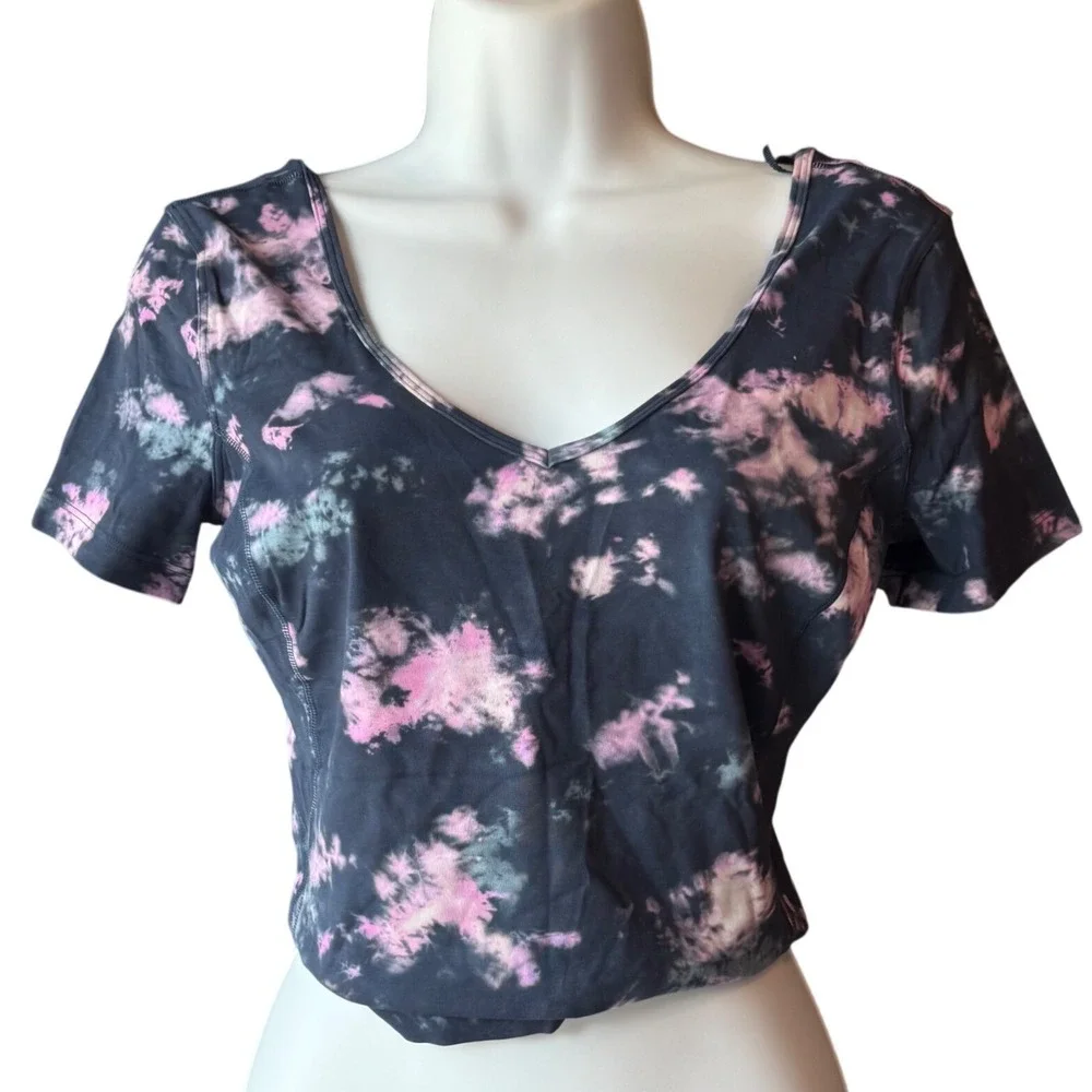 Lululemon Align T-Shirt Tie Dye Mineral Blue Multi‎ Women's Size 6